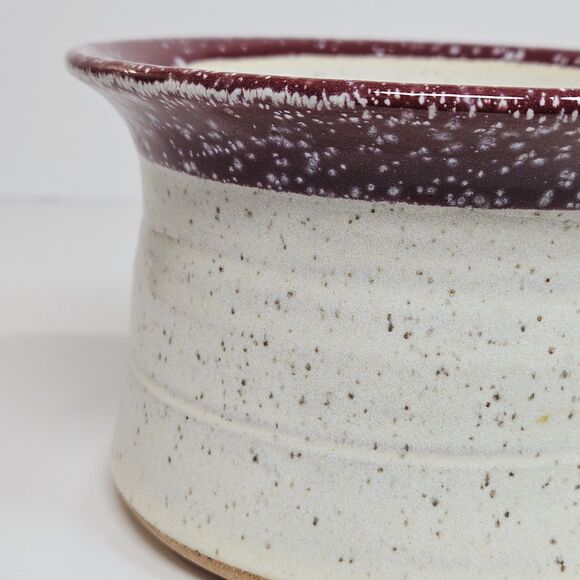 Vtg Stone Handcrafted Pottery Native Soup Bowl Cup Mug Cranberry White Speckled - Picture 9 of 12